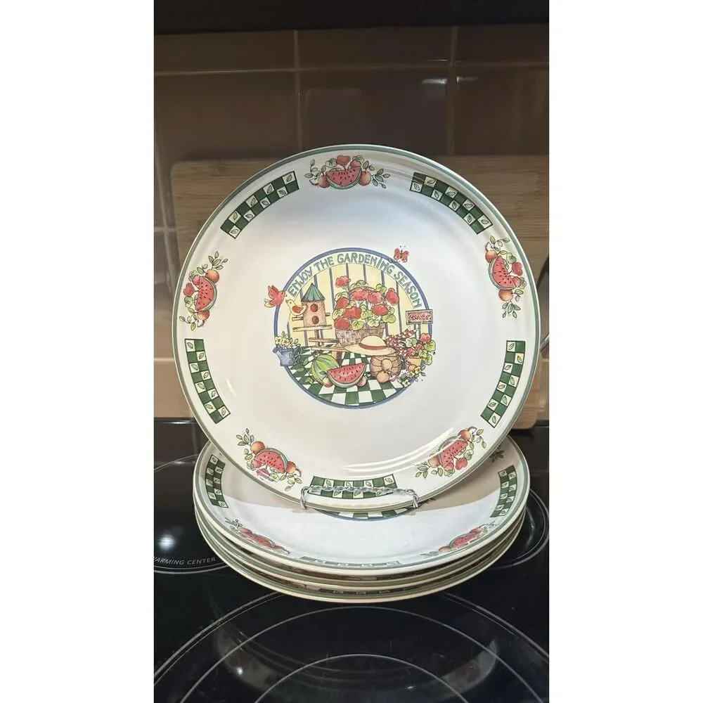 Vintage International Tableworks Gardening Season Plates – Watermelon Stoneware